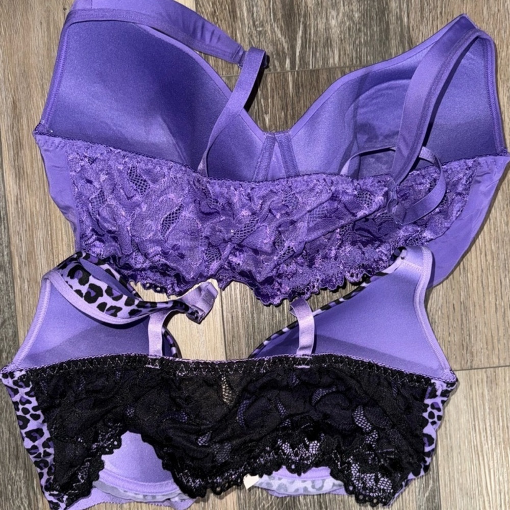 NWOT Rhonda Shear Purple and Leopard Print Bra Duo - Picture 4 of 8